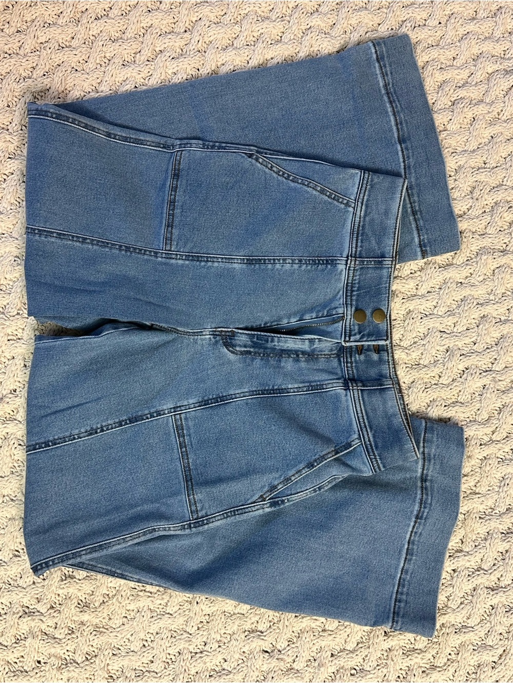 High-Rise Light Blue Wide-Leg Jeans with Paneled Seams